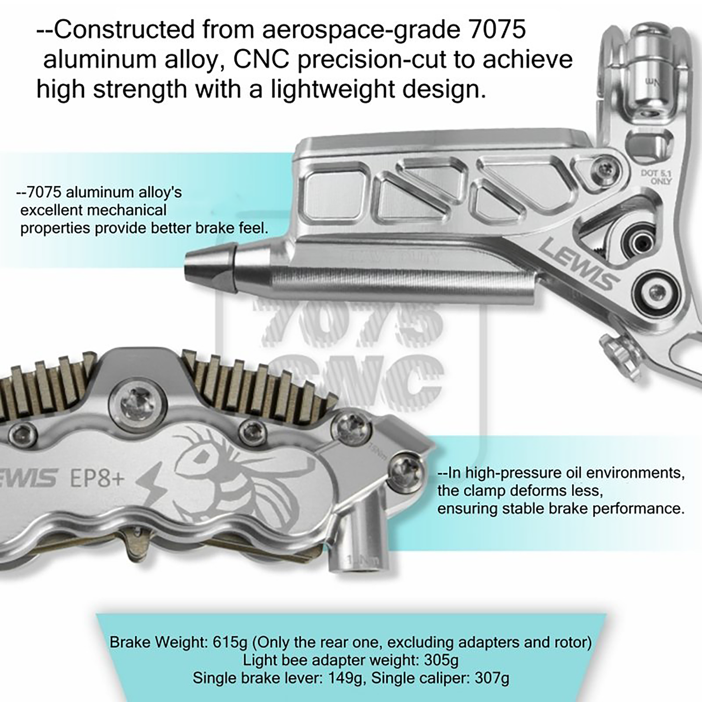 Lewis EP8+ Axial Cylinder 8 Pistons Hydraulic Disc Brake