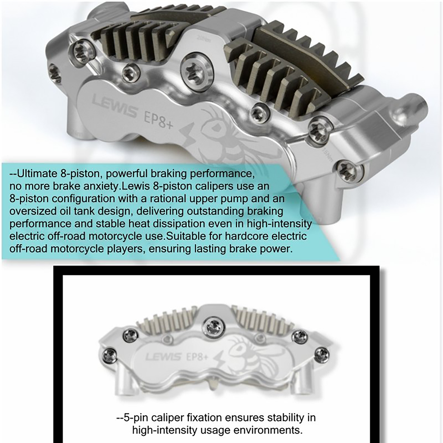 Lewis EP8+ Axial Cylinder 8 Pistons Hydraulic Disc Brake