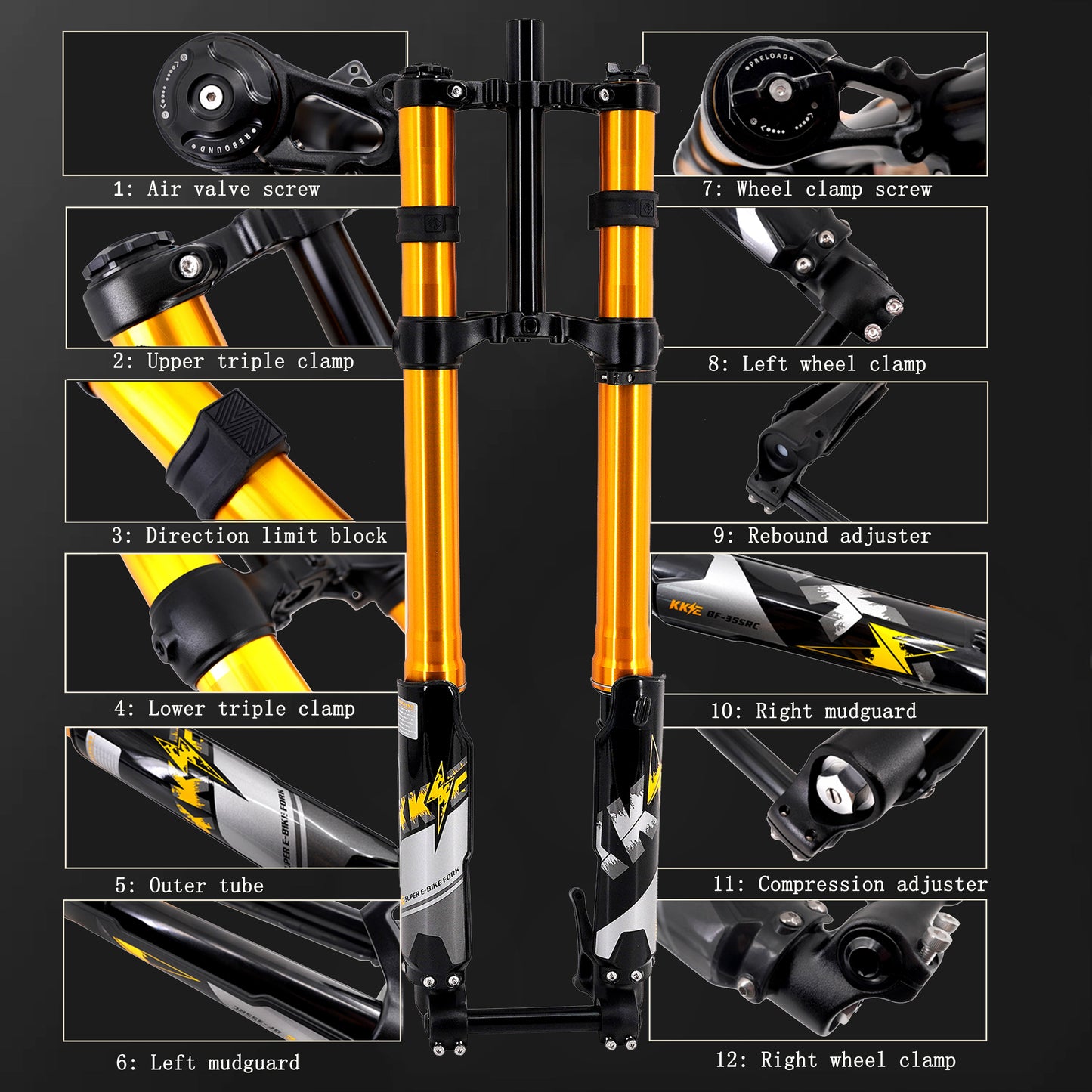 KKE e-Moto Coil Fork (Gold Edition), 210mm Travel, Surron Light Bee, E-Ride Pro, Talaria Sting MX3/MX4/R/xXx