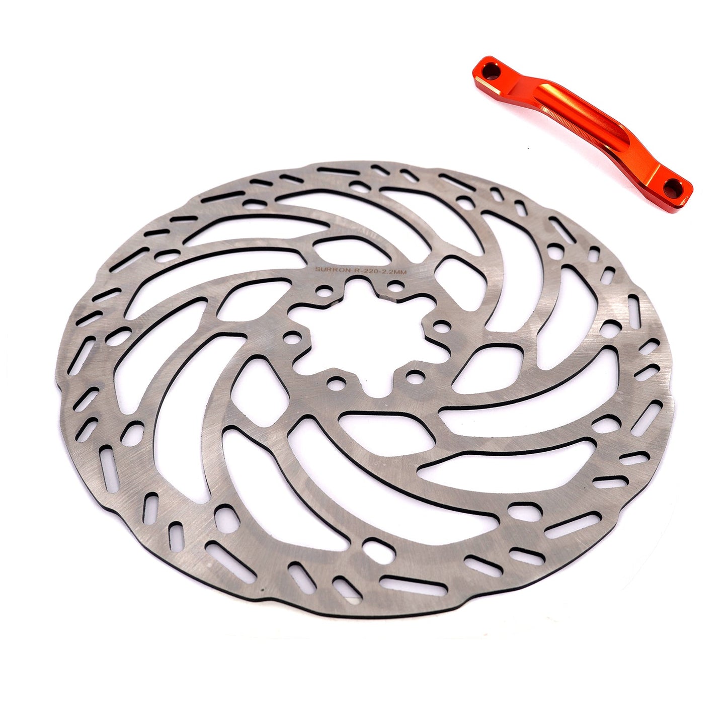 KKE e-Moto Brake Rotor with Adapter, 220MM x 44mm BCD, Surron Light Bee, Segway X160/X260, E-Ride Pro, Talaria MX3/4/xXx (Multiple Colors)