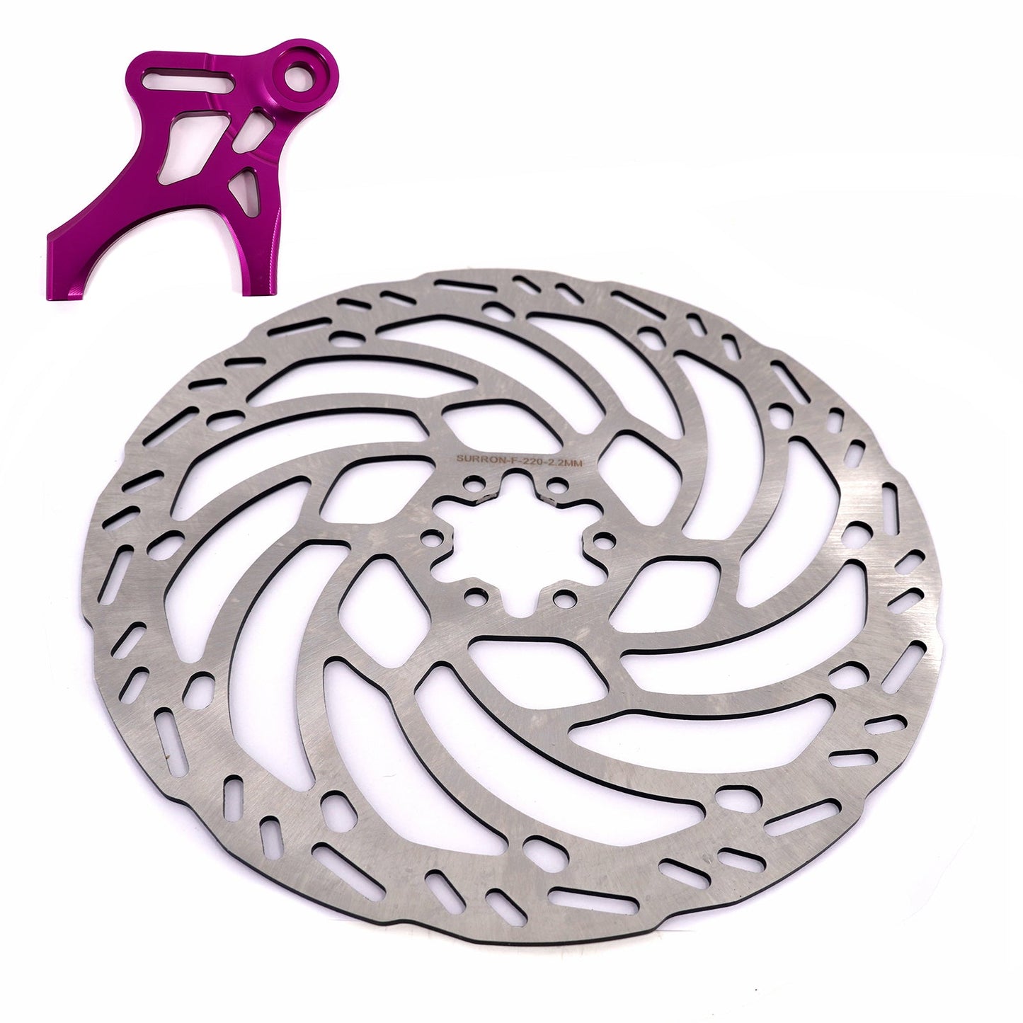 KKE Rear Brake Rotor with Adapter, 220MM x 54 BCD, Surron Light Bee, Segway X160/X260, E-Ride Pro (Multiple Colors)