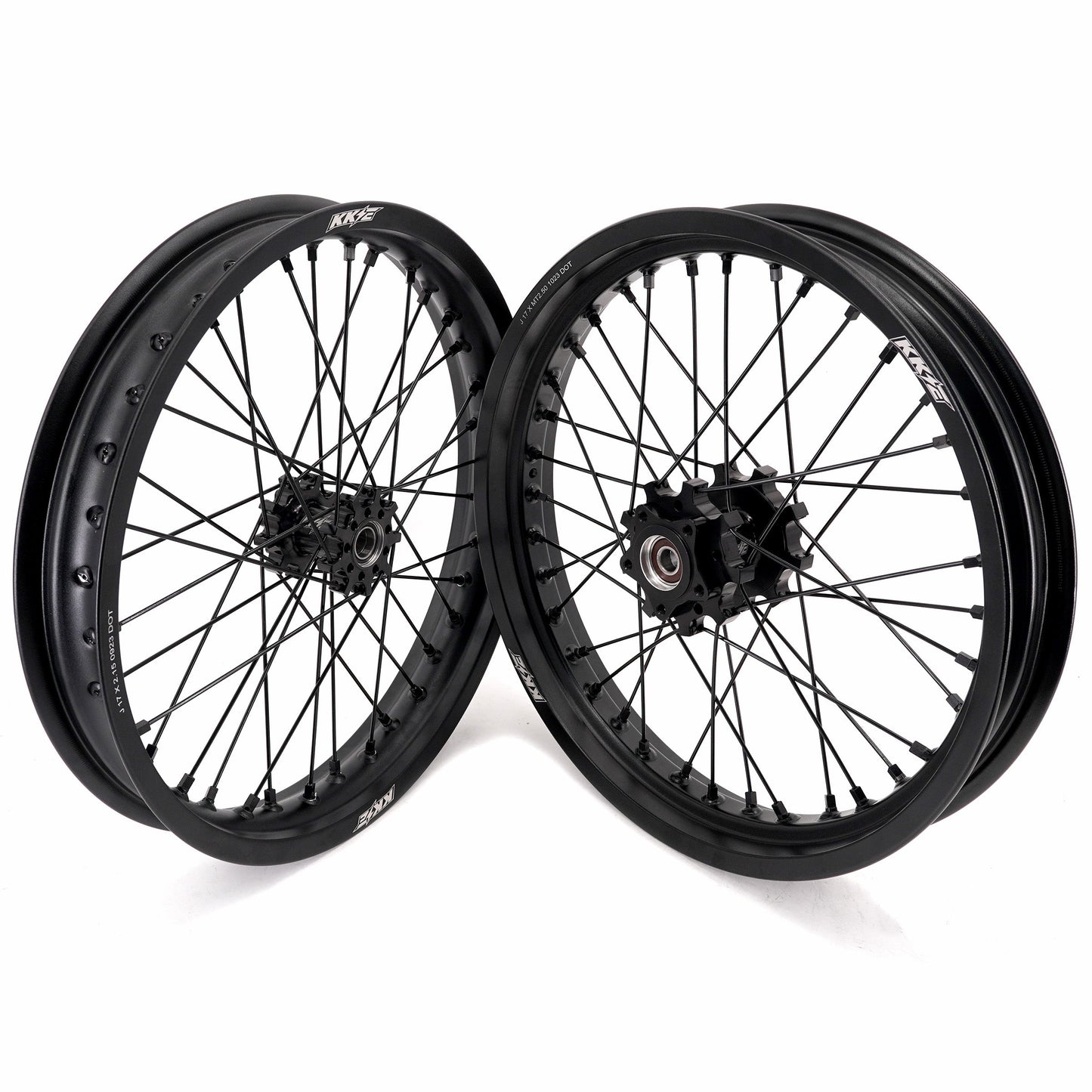KKE Supermoto 2.15x17" & 2.5x17" e-Moto Wheel Set, (Black/Black), Surron Light Bee X, E-Ride Pro SS