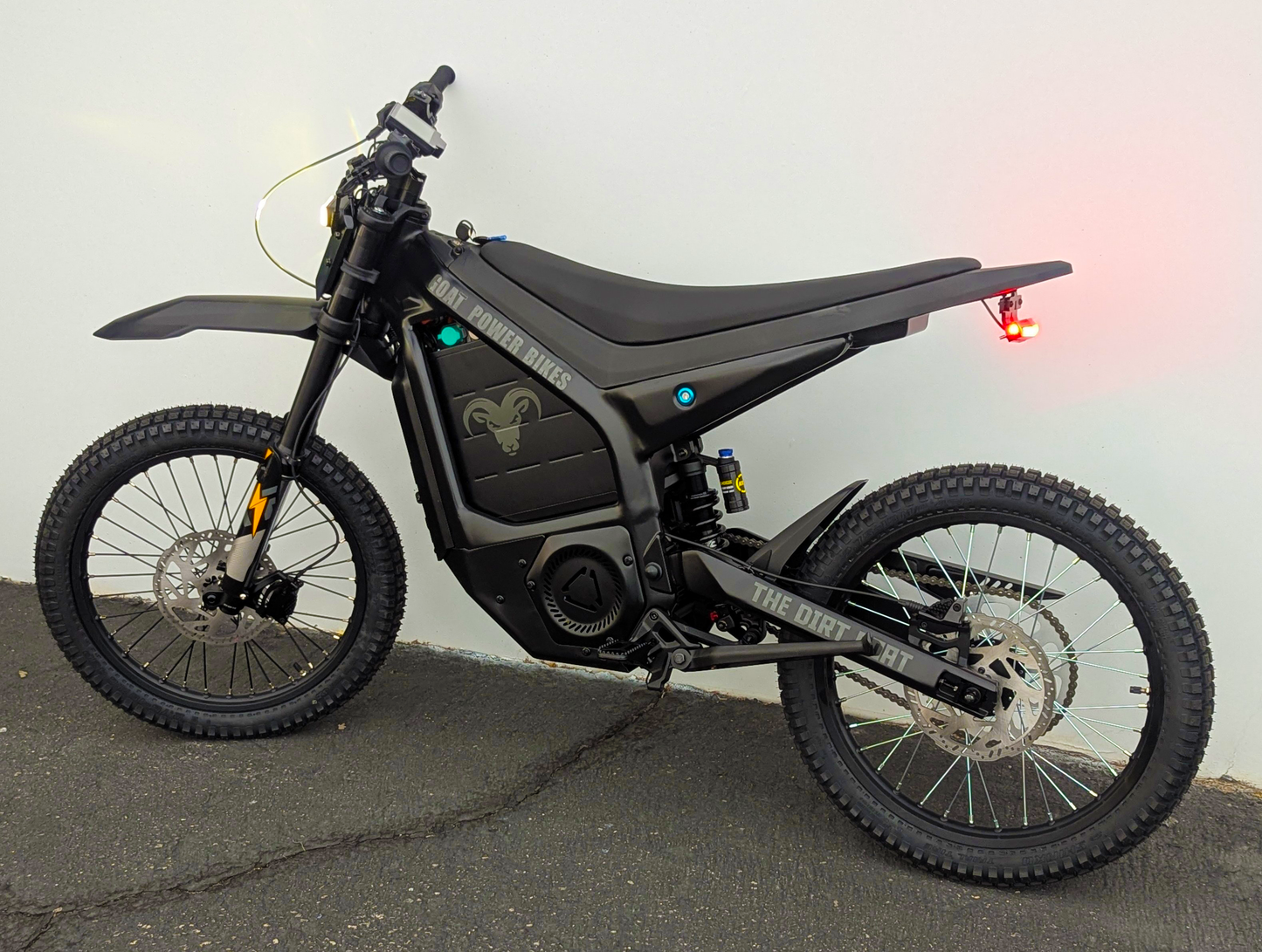 Dirt Goat V2 Street Edition, 96V 50ah e-Moto, 65mph, 80+ Mile Range (19/19 Wheels w/ Shinko 241 Tires)