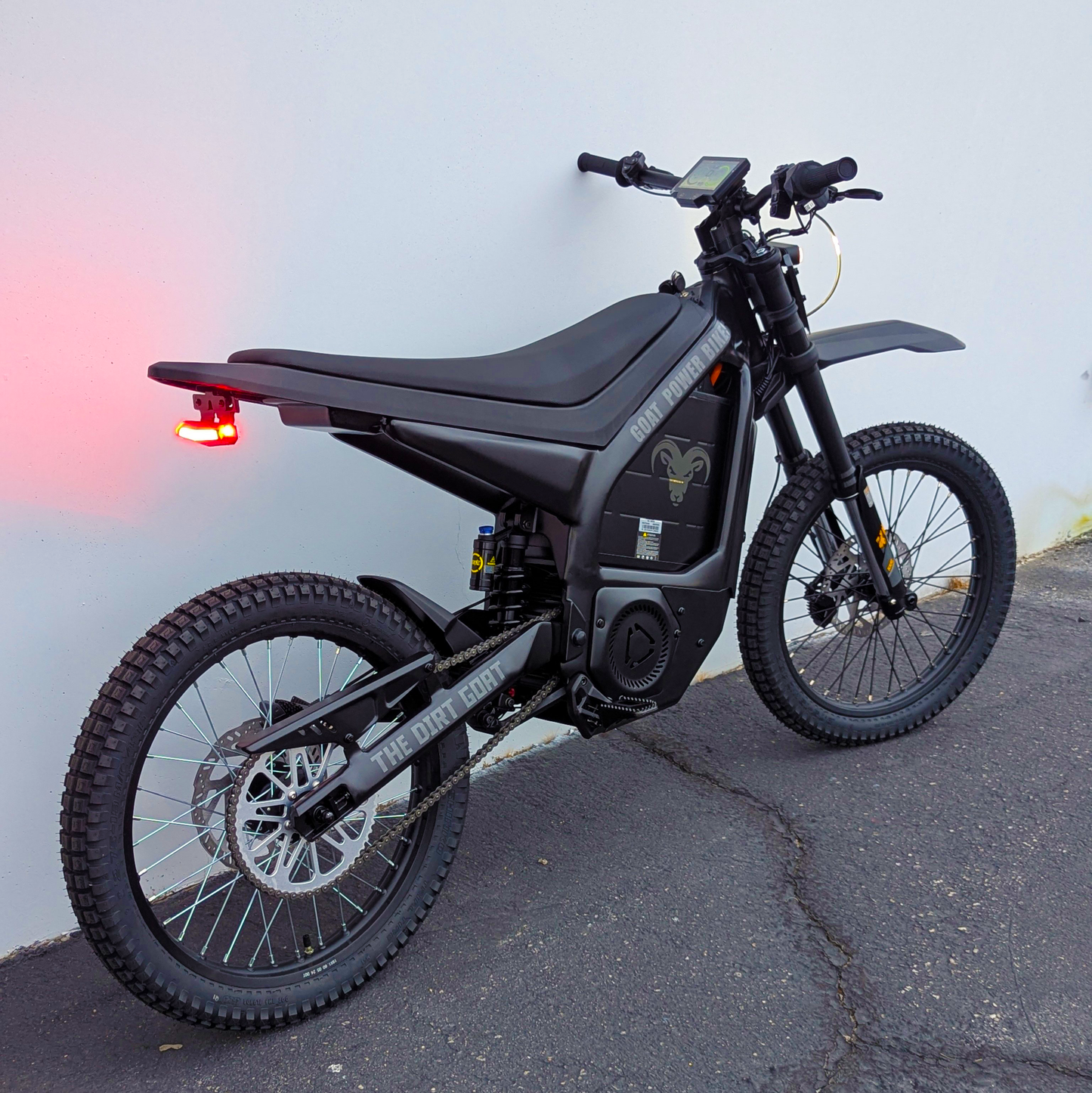 Dirt Goat V2 Street Edition, 96V 50ah e-Moto, 65mph, 80+ Mile Range (19/19 Wheels w/ Shinko 241 Tires)