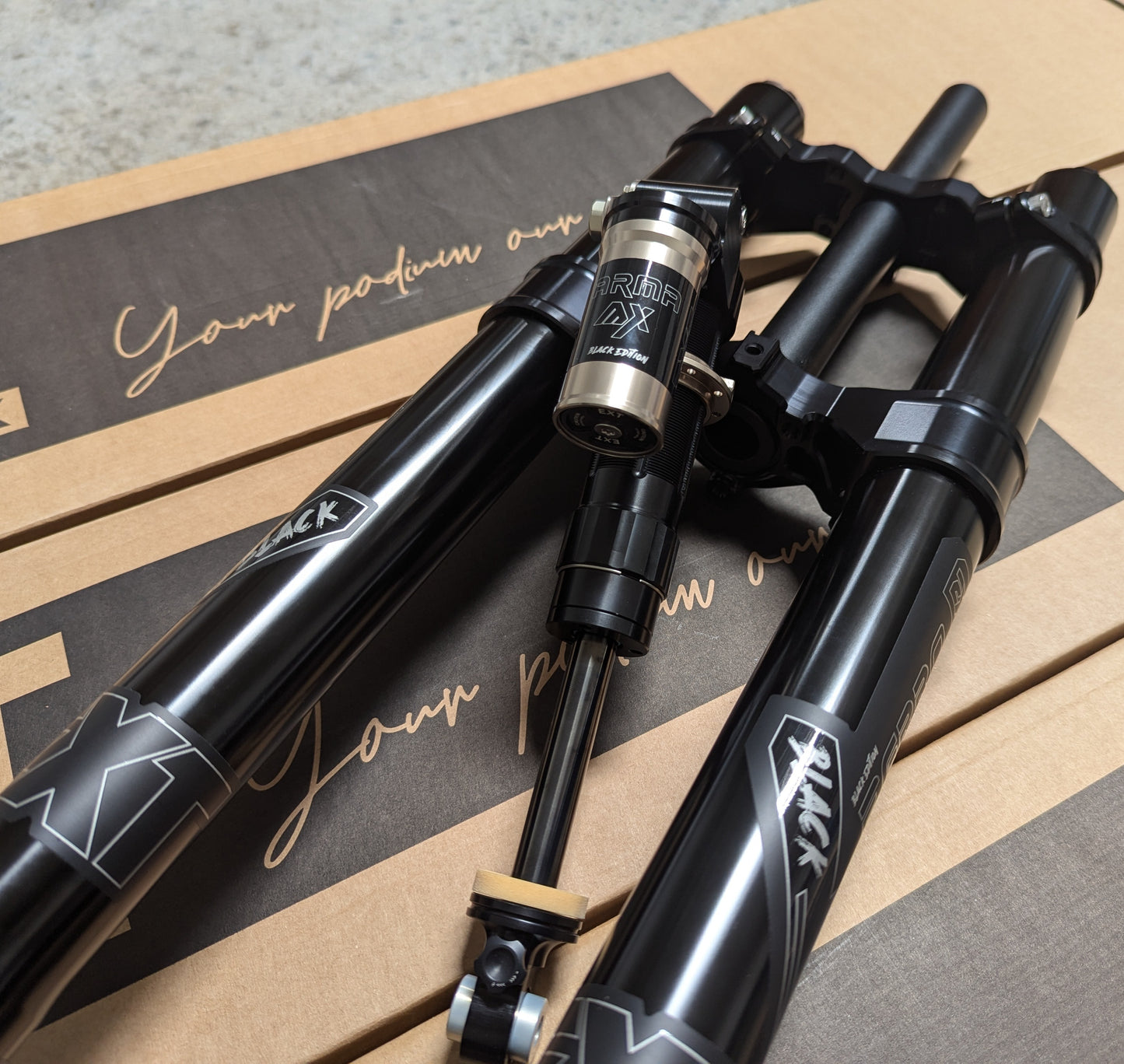 EXT FERRO USD, e-Moto Air Fork, 200mm Travel, 20x110, "Black Edition"