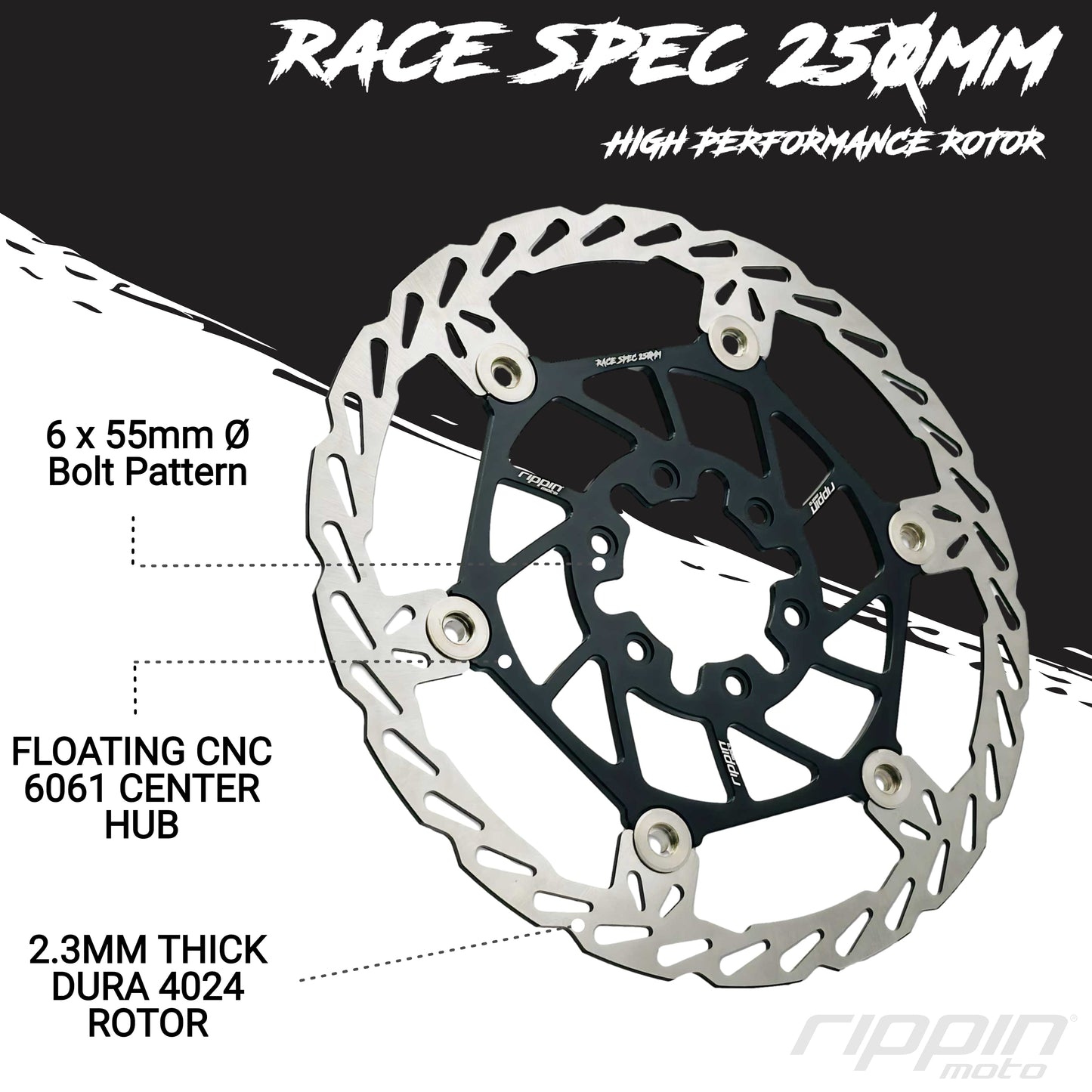 Rippin Moto 250mm Race Spec Oversize Brake Rotor (Rear - Surron/ERP)