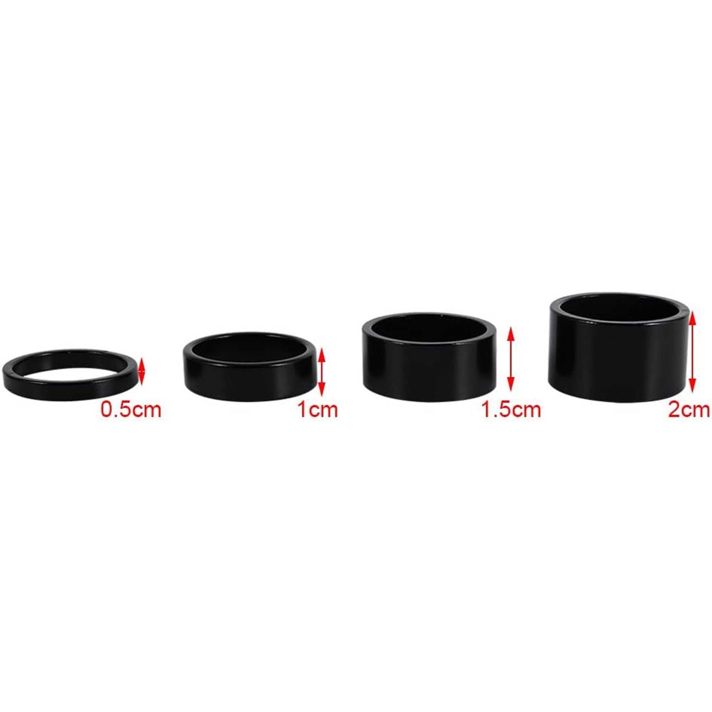 4PC Headset Spacer Kit, e-Moto/MTB - 5mm, 10mm, 15mm, 20mm