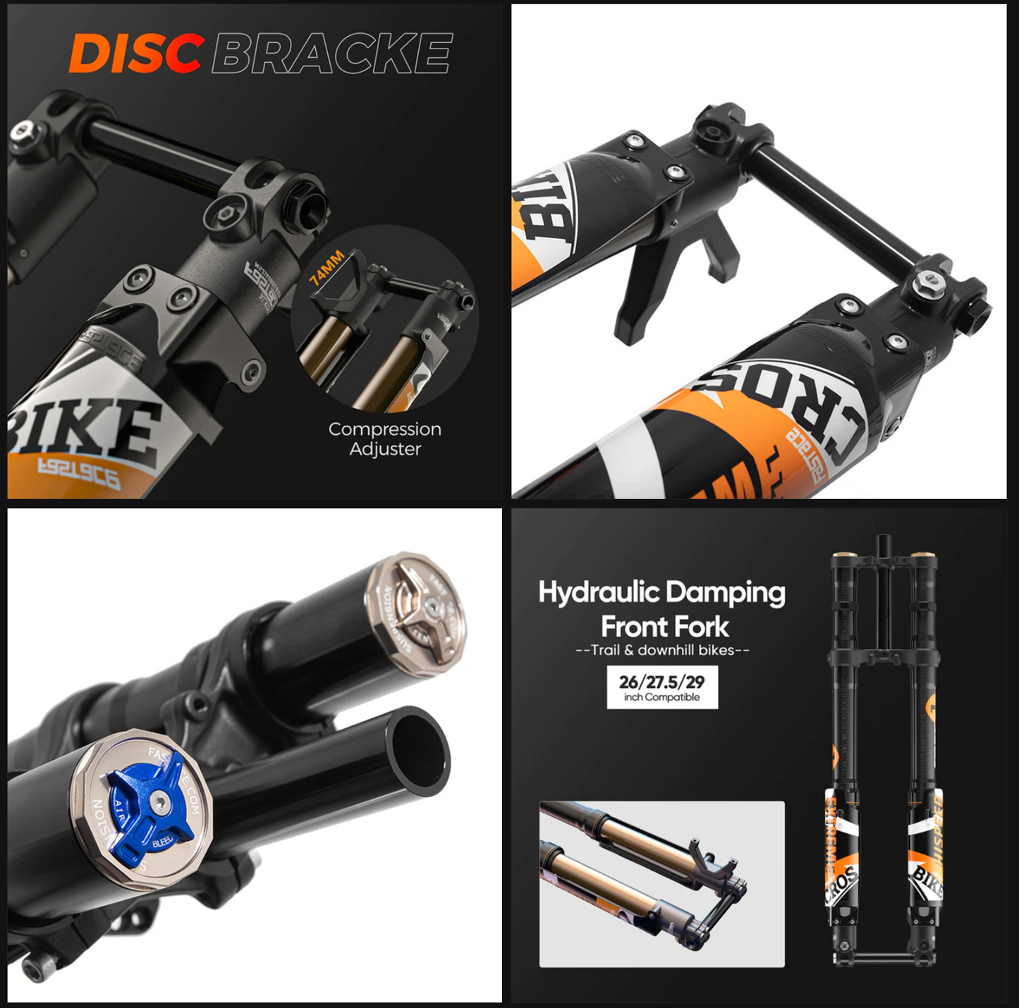 Fast Ace e-Moto Coil Fork, 200mm Travel, 20x110 Axle, ALX32RC Fits: E-Ride Pro, Surron LB, Talaria MX (Universal Fit)