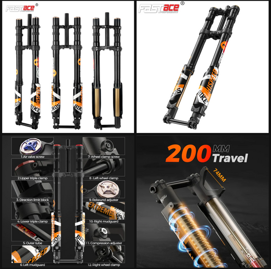 Fast Ace e-Moto Coil Fork, 200mm Travel, 20x110 Axle, ALX13RC, E-Ride Pro, Surron LB, Talaria MX (Universal Fit)