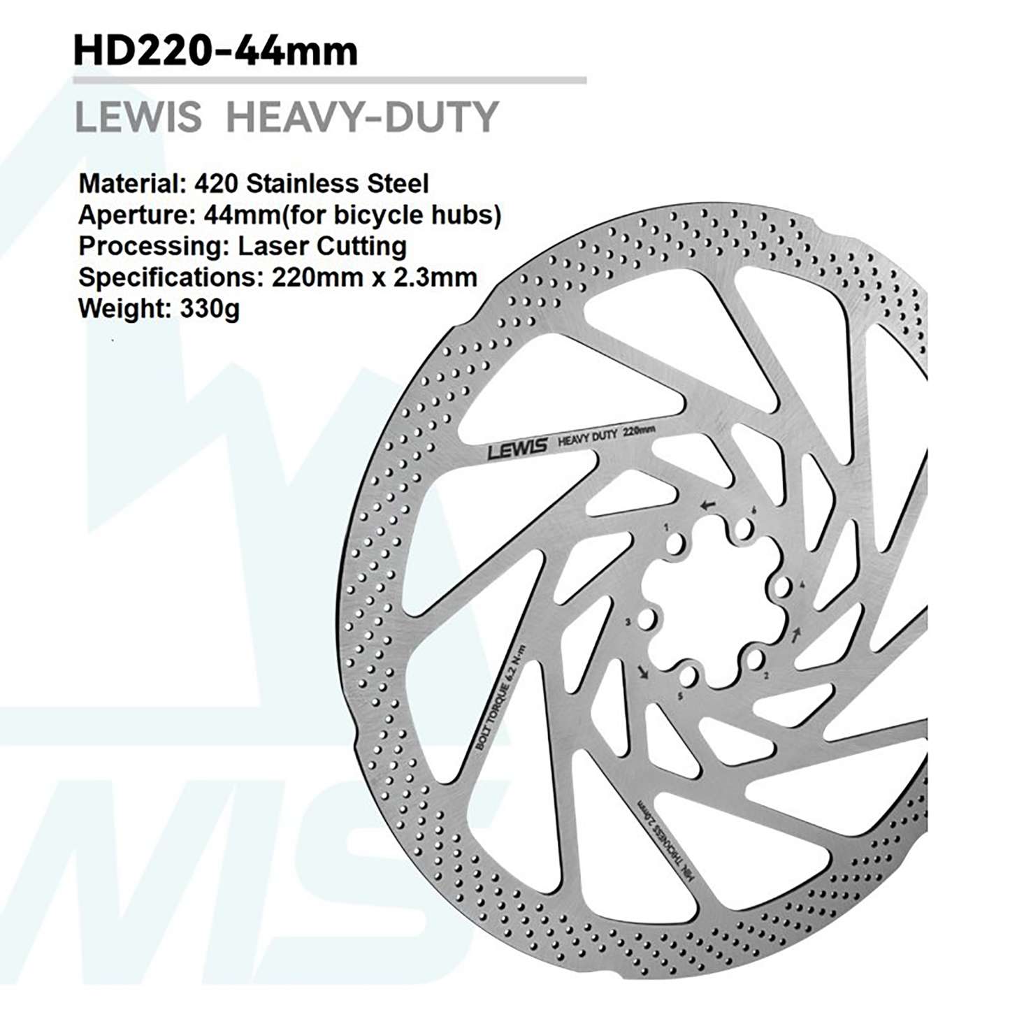 Lewis HEAVY DUTY Disc Brake Rotor 2.3mm, 44mm, 54mm BCD