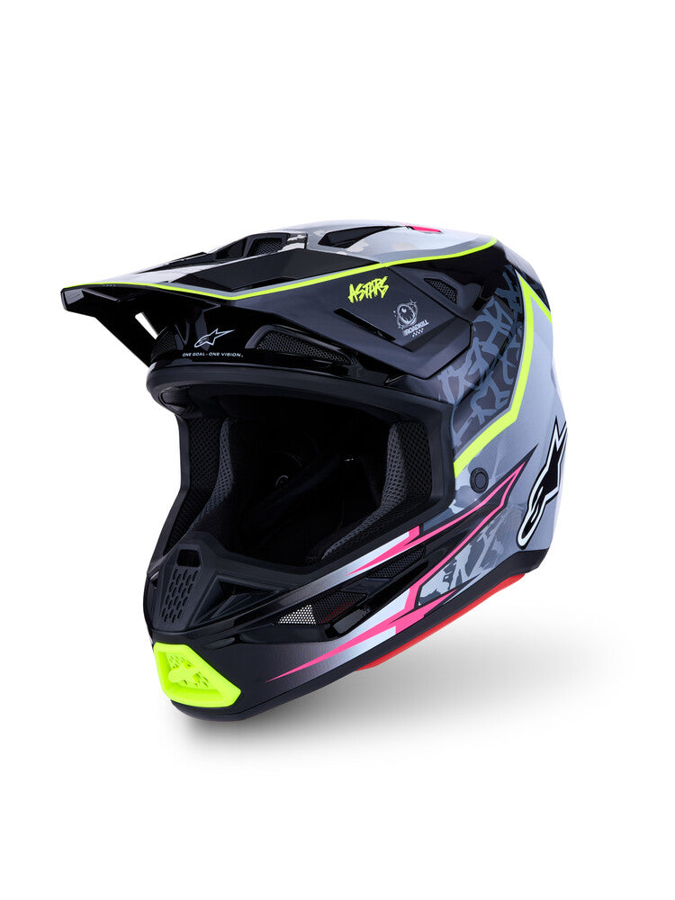 Alpinestars SM7 Blaster Helmet, Full-Face EMX/DH, Glossy Black/Flo Yellow/Grey