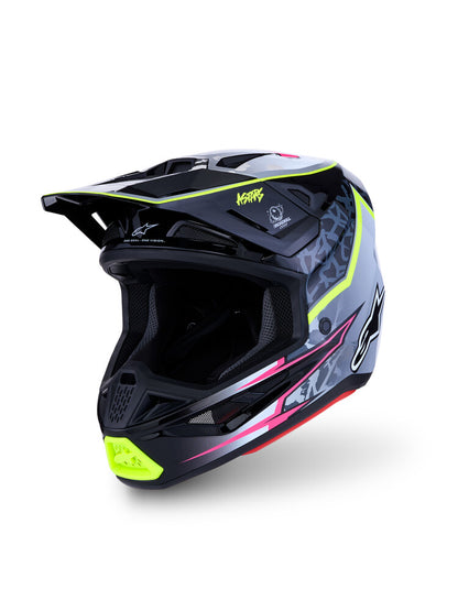 Alpinestars SM7 Blaster Helmet, Full-Face EMX/DH, Glossy Black/Flo Yellow/Grey