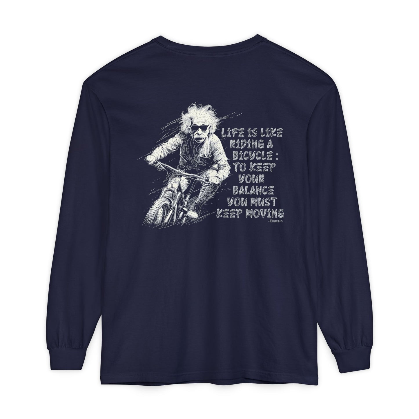 Einstein "Legend Series" Long Sleeve Tee — Comfort Colors 6014 (Blueprint Blue)