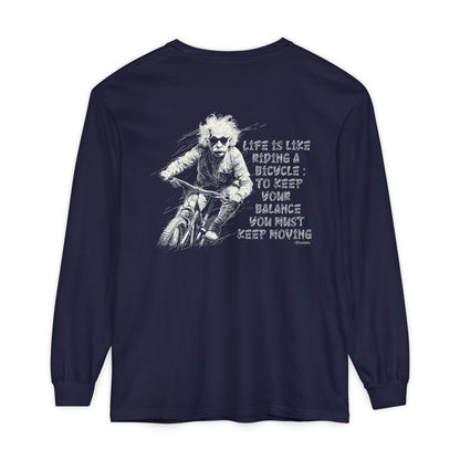 Einstein "Legend Series" Long Sleeve Tee — Comfort Colors 6014 (Blueprint Blue)