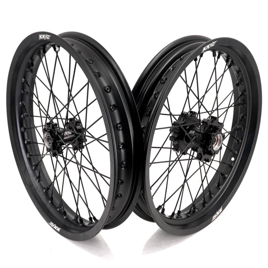 KKE Supermoto 2.15x17" & 2.5x17" e-Moto Wheel Set, (Black/Black), Surron Light Bee X, E-Ride Pro SS