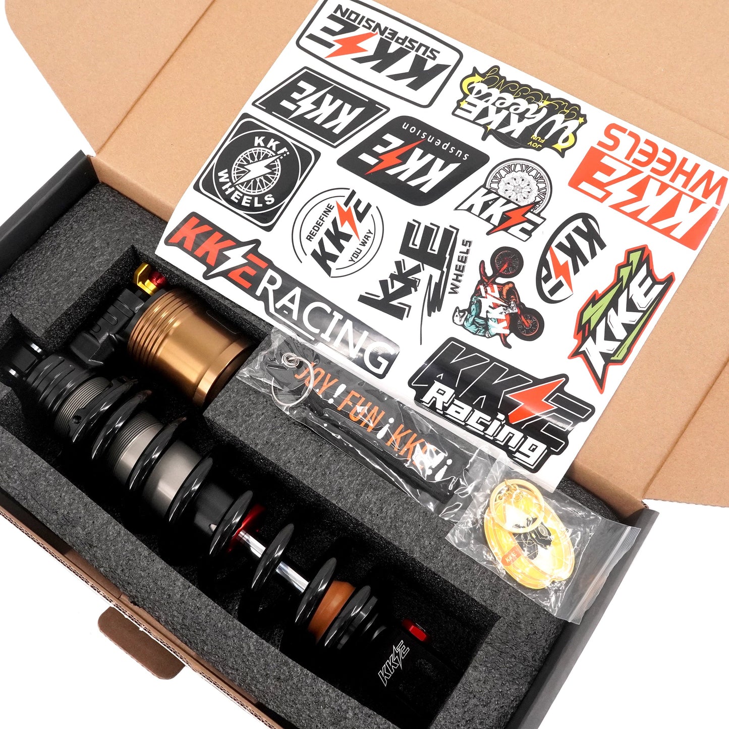 KKE Upgraded Rear Coil Shock, 500lb Spring, Black/Silver/Bronze, Surron Ultra Bee