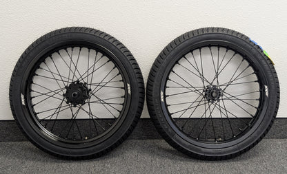 EMX 17" Supermoto Wheelset, 2.15/2.50, Black on Black, Michelin Tires and Tubs Installed