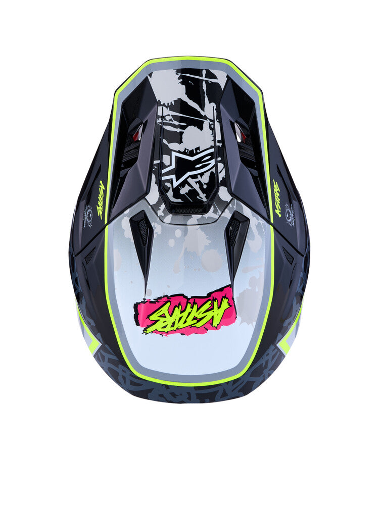 Alpinestars SM7 Blaster Helmet, Full-Face EMX/DH, Glossy Black/Flo Yellow/Grey