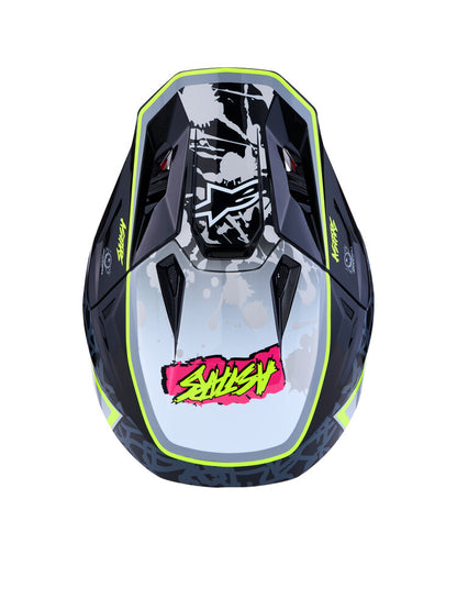 Alpinestars SM7 Blaster Helmet, Full-Face EMX/DH, Glossy Black/Flo Yellow/Grey