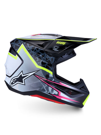 Alpinestars SM7 Blaster Helmet, Full-Face EMX/DH, Glossy Black/Flo Yellow/Grey